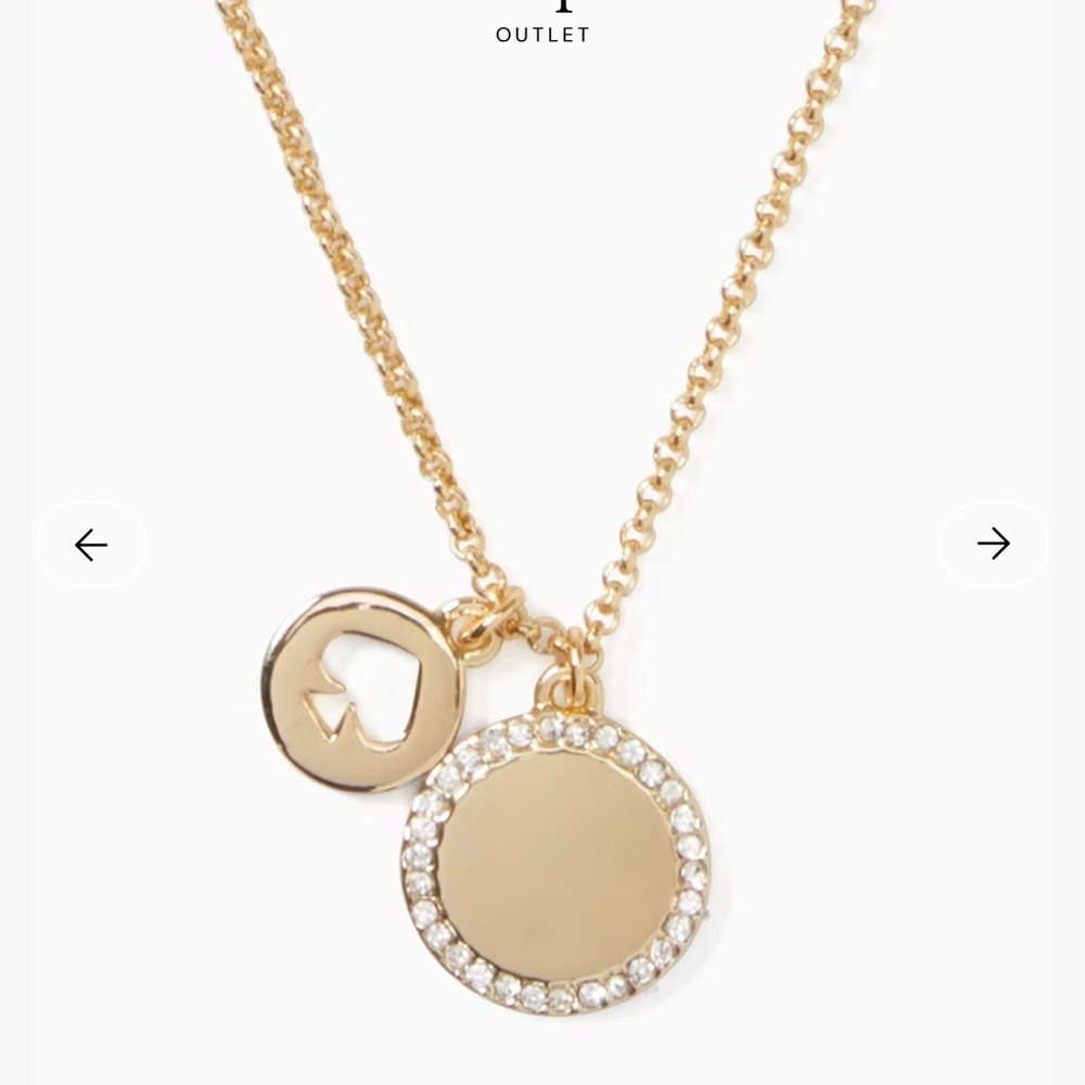 Kate Spade Gold Charm Necklace with Crystal Details 19”